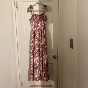 Floral Pink Maxi Dress with side cut outs